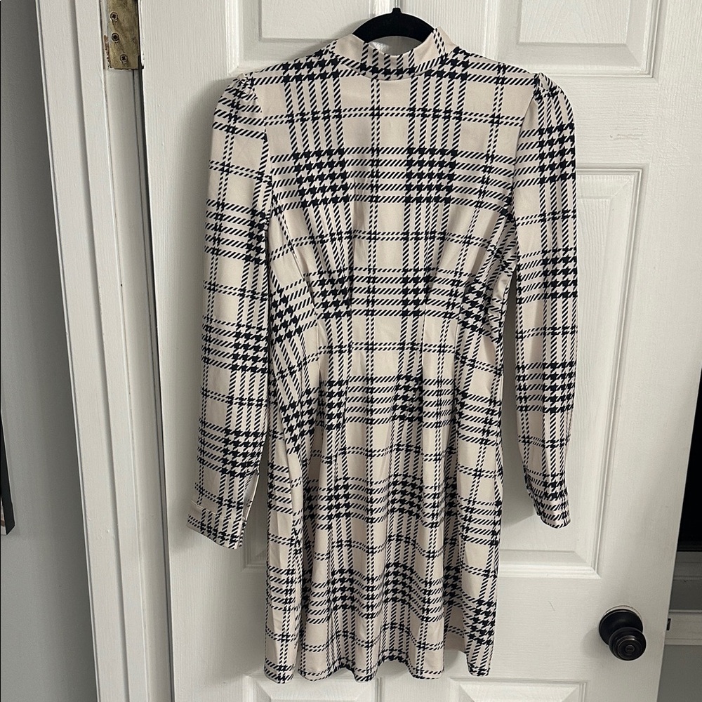 Elegant Black and White Plaid Dress